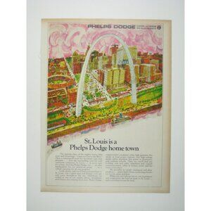 Sr Louis Arch Phelps Dodge Map ADVERT 1960s Vintage Print Ad